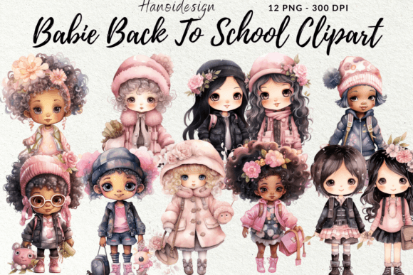 Babie Back to School Watercolor Cliparts