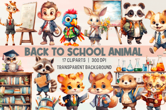 Back to School Animal PNG Clipart