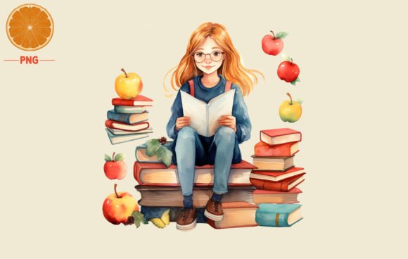Back to School Book with Girl 2