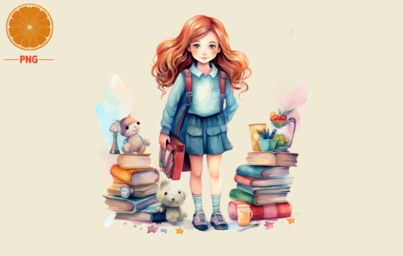 Back to School Book with Girl 3