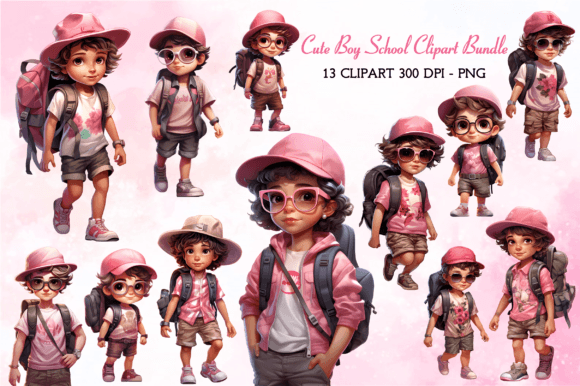 Back to School Cute Boy Clipart Bundle