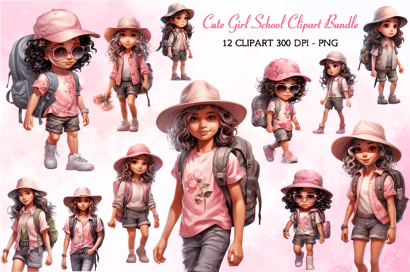 Back to School Cute Girl Clipart Bundle