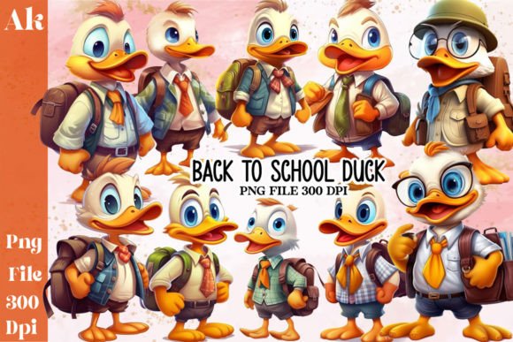 Back to School Duck Sublimation Clipart: Playful, Versatile & Ready for Creative Projects