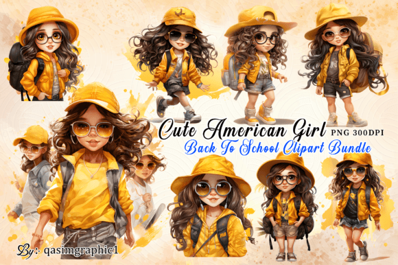 Back to School Girl Clipart Bundle
