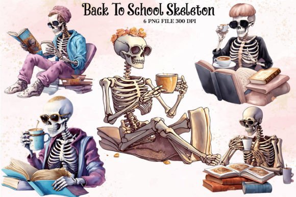 Back to School Skeleton Clipart Bundle