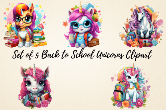 Back to School Unicorn Clipart