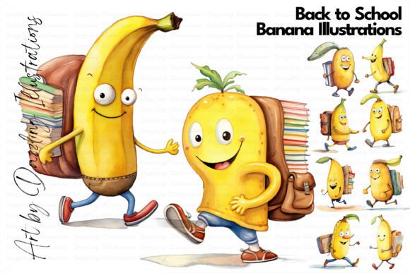 Back to School Watercolor Bananas: A Whimsical, Practical Clipart Choice for Educators and Designers