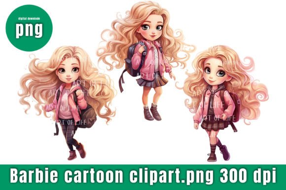 Cartoon Cute Girl Back to School: A Versatile Digital Asset for Creative Educators and Designers